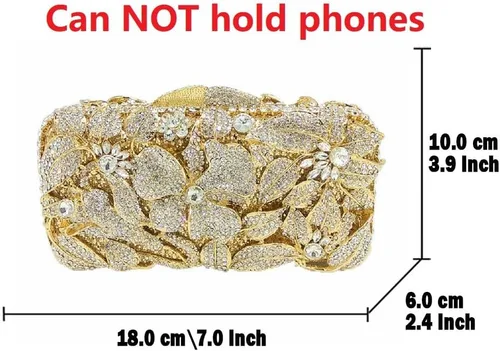 Miniatura 4 de Boutique De FGG Elegante flor mujer cristal noche embrague bolsos boda fiesta nupcial Rhinestone bolso monedero