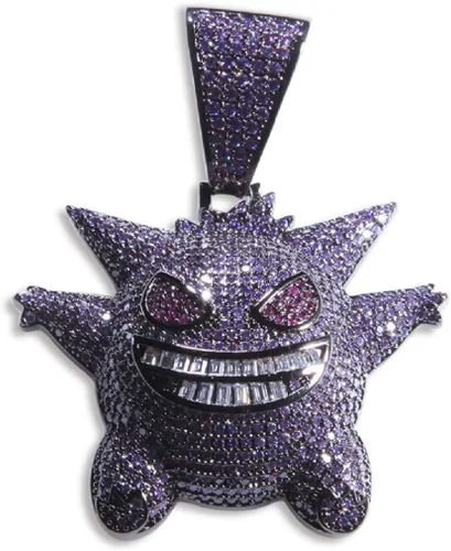Miniatura 3 de Starryinter Collar con dije de gengar azul o morado con burbujas de Hip Hop Metal Diamantes de imitación