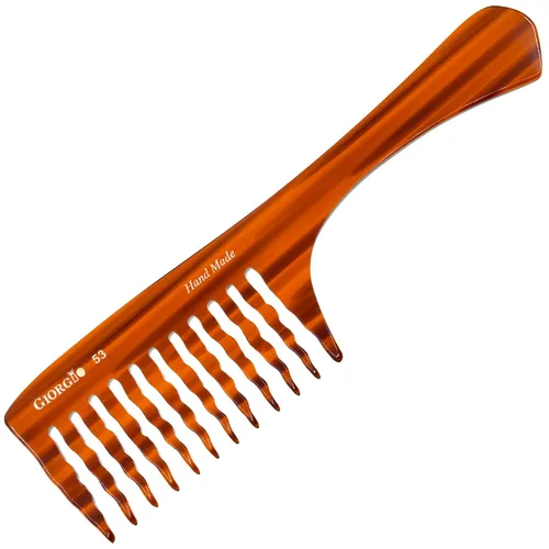 Giorgio G53 - Peine de dientes anchos para cabello rizado y grueso, desenredante grande hecho a mano para cabello húmedo o seco, pulido a mano (8