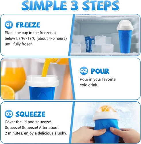 Miniatura 2 de Vaso para Slushie, paquete de 2 vasos mágicos para hacer granizados para hacer jugo, leche, yogur, helado, taza reutilizable para batido con tapa