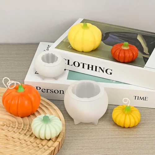 Miniatura 2 de 2 moldes de velas de calabaza para hacer velas, juego de moldes de silicona grandes y pequeños de Halloween para velas, cera de jabón, yeso, resina