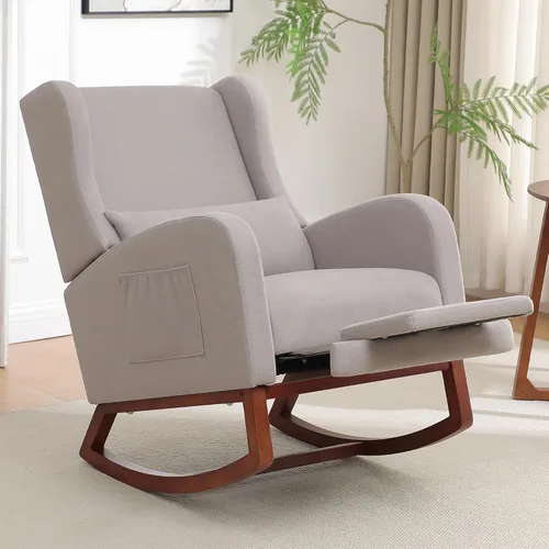 Miniatura 15 de HCHAIRH Rocking Chair Nursery, Nursery Rocking Chairs with Foot Rest, Comfy Glider Rocker Nursing Chair with Back Pillow for Nursing, Living Room