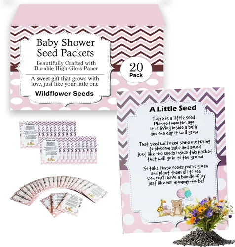 Miniatura 11 de CHOOBLY Recuerdos de baby shower de niño para invitados 20 paquetes de semillas de flores silvestres Prellenados Mezcla de semillas de ramo