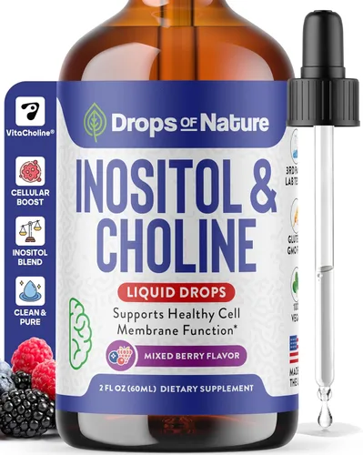 Gotas líquidas de inositol y colina, veganas, sin OMG, fáciles de tomar, suplemento de inositol de absorción mejorada, vitaminas prenatales para