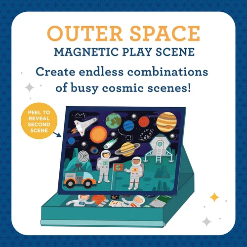Miniatura 5 de Petit Collage Escena de Juego del Espacio Exterior, Piezas Magnéticas para Mezclar y Combinar, Edades 3+, 2 Escenas y 54 Piezas