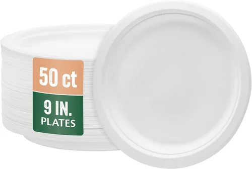 Miniatura 19 de Nicole Home Collection Platos de papel desechables compostables de 10 pulgadas, 100 % bagazo, biodegradables, ecológicos, caña de azúcar natural