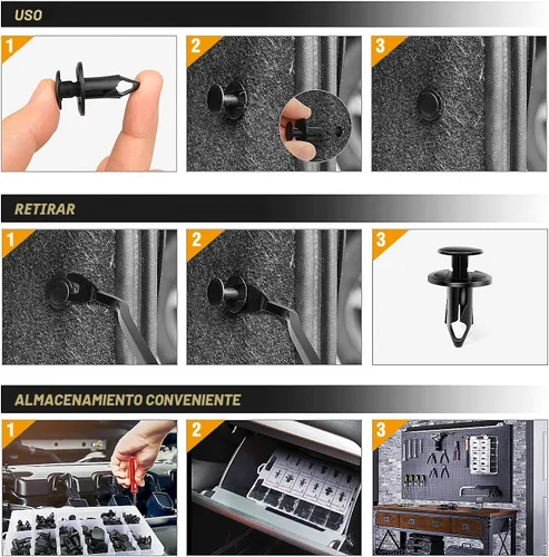 Miniatura 4 de GOOACC - Kit de 240 clips de retención a presión para automóvil, remaches de plástico y sujetadores, clips para guardabarros, paneles y tapicería