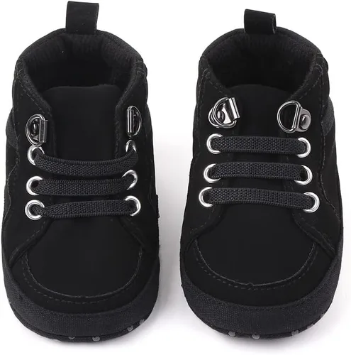 Miniatura 7 de Sekantrol Zapatos de cuna para recién nacidos, para niños y niñas, suela de goma suave, zapatos para bebés, zapatos deportivos de moda de caña alta