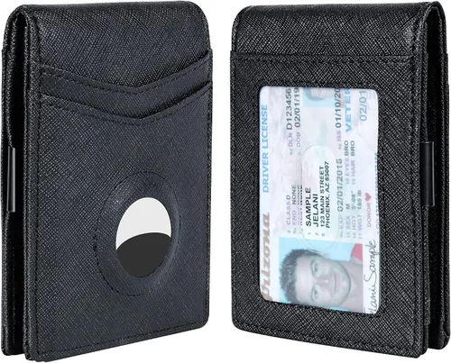 Miniatura 8 de Hawanik Billetera plegable delgada para hombre con soporte de estuche integrado para AirTag