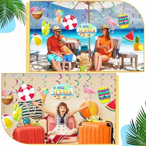 Miniatura 7 de Fabbay 30 piezas de remolinos colgantes de techo de aluminio para fiesta de verano en la piscina, playa, decoración de fiesta de cumpleaños