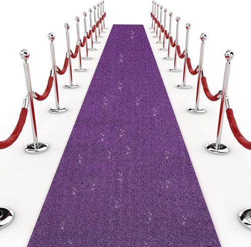 Miniatura 11 de Shihanee Alfombra de pasillo de lentejuelas para boda, alfombra con purpurina con cinta de alfombra, brillante, para baile de graduación, Negro