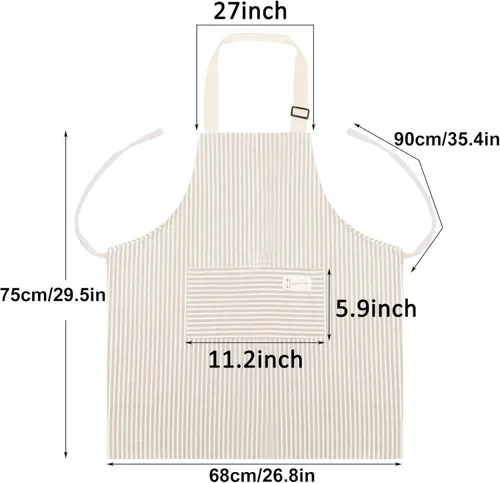 Miniatura 7 de Paquete de 2 delantales de cocina para mujer con bolsillo ajustable para cocina, cocina, hornear (azul/verde)