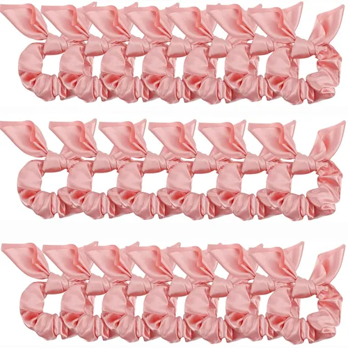 Miniatura 16 de Paquete de 20 coleteros de satén negro para mujer, lazos para el cabello grueso, bonitos coleteros con lazo para niñas, 20 accesorios para el cabello