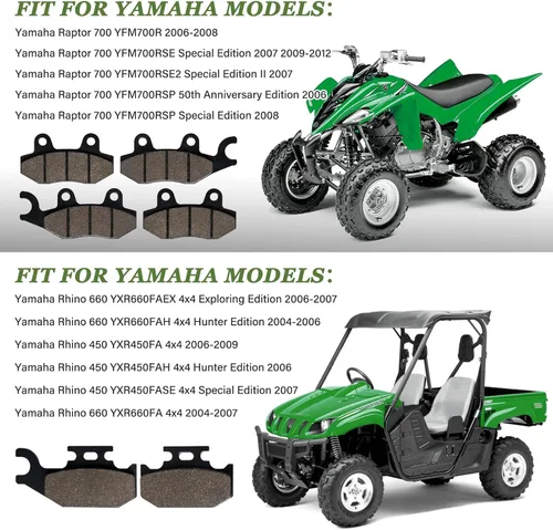 Miniatura 7 de LOCOPOW Pastillas de freno Rhino 660 700 Delanteras y traseras para Yamaha YXR660 4x4 2004-2007 Raptor 700 700R YFM700 2006-2012 Rhino 450 YXR450