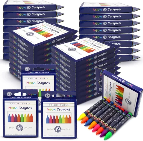 Miniatura 8 de Color Swell Paquete de crayones de neón, una caja de divertidos crayones de neón de calidad para profesores, duraderos para niños, estudiantes