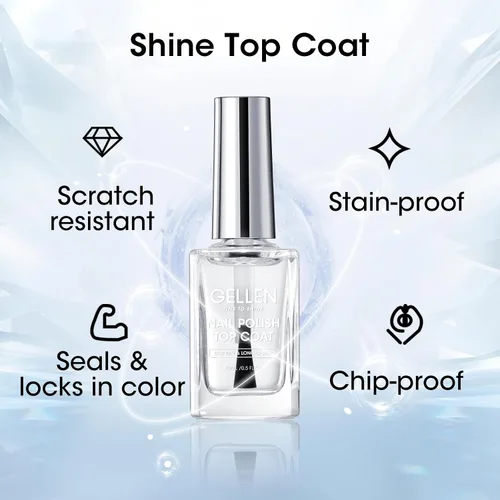 Miniatura 4 de GELLEN Esmalte de uñas base transparente, capa superior, base con tinte rosa claro y capa superior brillante sin necesidad de limpieza