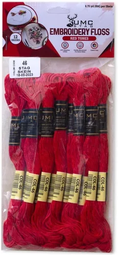 Miniatura 3 de Paquete de 12 hilos de bordar rojos de alta calidad, madejas 100% algodón egipcio de alta calidad, hilo de bordado de punto de cruz, algodón Rojo