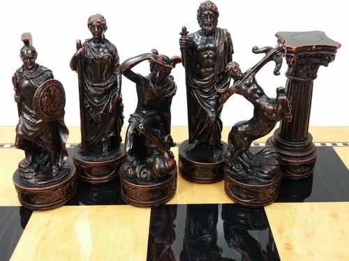 Miniatura 3 de Mitología griega Dioses pintado a mano juego de ajedrez W/17" Gloss Junta de almacenamiento