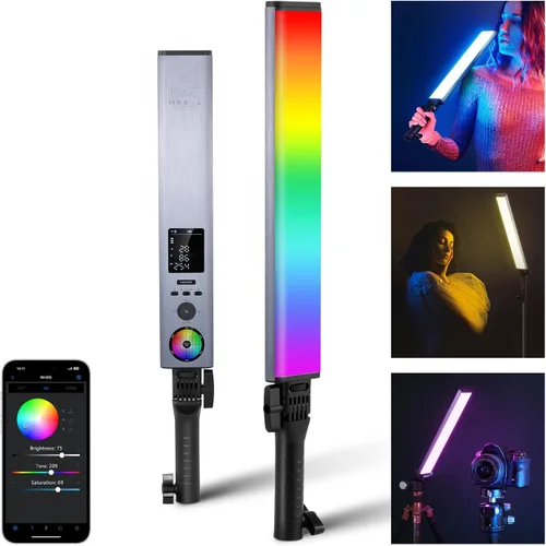 Miniatura 12 de NEEWER Barra de Luz LED RGB2 con Puerta de Granero de Metal, Mango, Barra Táctil/APP/Control 2.4G, Luz de Video RGB Magnética Recargable de Mano