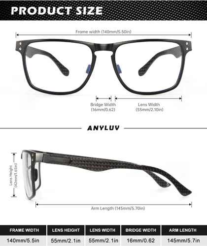 Miniatura 7 de ANYLUV Blue Light Glasses Men, Carbon Fiber Working Blue Light Blocking Glasses Relieve Eyestrain for Men Women