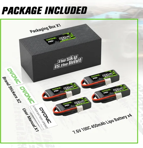 Miniatura 6 de OVONIC Batería Lipo 2S 450mAh 7.4V 100C Batería de alto voltaje con enchufe BT3.0 para RC Car Truck RC Vehículos RC Barco Drone RC Avión Quadcopter
