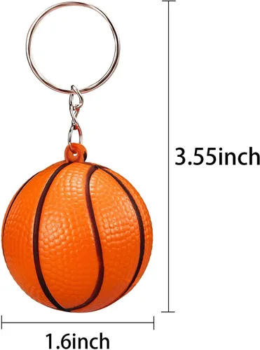 Miniatura 2 de Blulu Paquete de 20 llaveros de baloncesto a granel, regalos de fiesta de baloncesto naranja, regalos deportivos para bolsas de regalos
