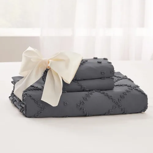Miniatura 6 de Bedsure - Funda de edredón bohemia para niños, ropa de cama bohemia infantil, capitoné, para todas las estaciones, 2 piezas bordadas shabby chic