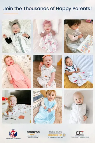 Miniatura 9 de TotAha Saco de dormir para bebés de 6 a 12 meses, paquete de 3, saco de dormir transpirable para bebé, niña, niño, manta usable con cremallera Azul