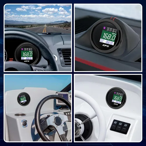 Miniatura 5 de ARTILAURA Velocímetro GPS 2-1/16" 52mm Velocímetro GPS digital para embarcaciones, medidor de velocidad MPH Km/h Nudos, pantalla TFT, antena, Negro