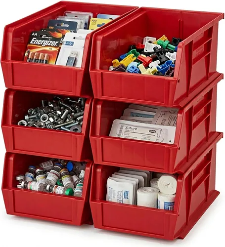 Miniatura 7 de Quantum Storage QUS230 - Contenedores apilables de plástico resistentes para taller, almacén y garaje, ultra apilables y colgantes, 10-7/8 pulgadas