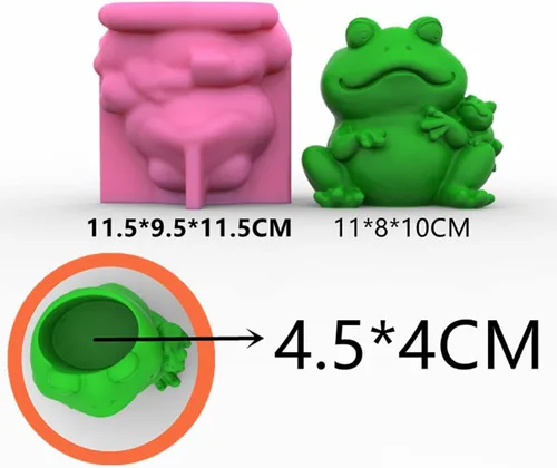 Miniatura 2 de Molde de silicona para macetas, moldes de silicona en forma de animal 3D para hormigón, cemento, yeso, arcilla polimérica, fundición de resina, Rana