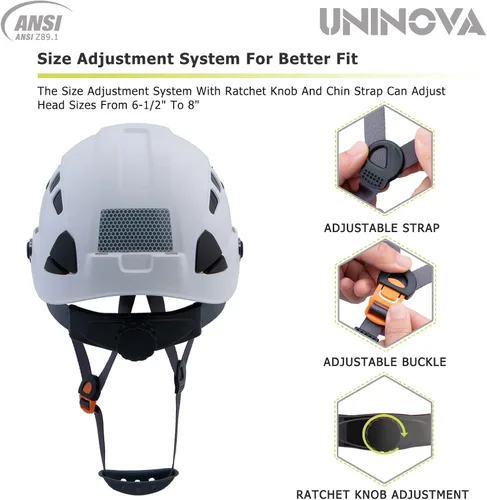 Miniatura 4 de Cascos de Construcción UNINOVA Casco de seguridad OSHA con suspensión ajustable de 6 puntos blanco