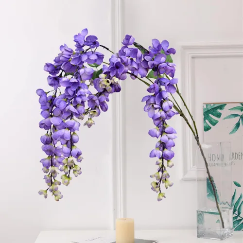 Miniatura 4 de Arbusto de flores colgantes de glicina blanca artificial, 2 piezas de 38.2 pulgadas, guirnalda de glicina de seda falsa, flores de glicina, Blanco