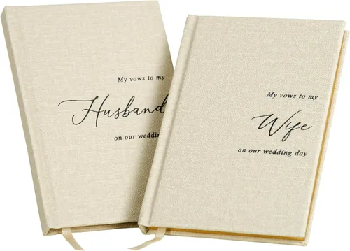 Miniatura 10 de MUUJEE Libros de Votos de Tapa Dura (Juego de 2) – Libros de Discursos de Ceremonia de Boda con Relieve de Papel Metalizado para Renovación