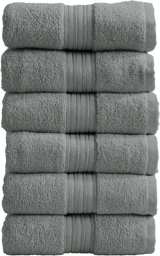 Miniatura 11 de Great Bay Home Juego de 6 toallas de mano color gris, 100% algodón hilado en plumas, juego de 6 toallas de mano de 26 x 16 pulgadas, toallas