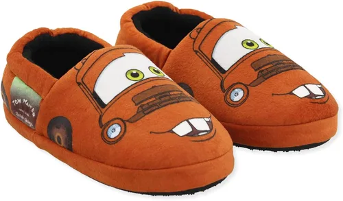 Miniatura 3 de Disney Cars Lightning McQueen Tow Mater - Pantuflas de felpa para niños pequeños, Negro