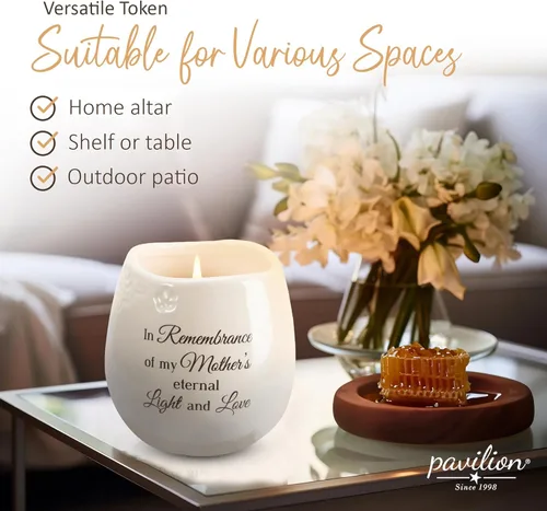 Miniatura 3 de Pavilion Light Your Way Recipiente Cerámico Conmemorativo - Vela 100% de Cera de Soja con Texto "In Remembrance Of My Mother's Eternal Light And