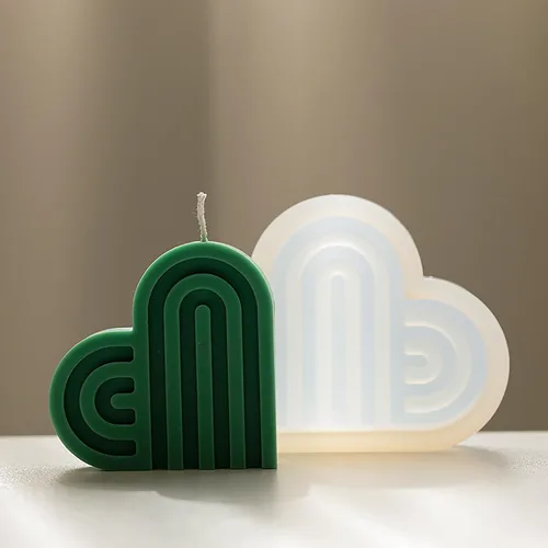 Miniatura 7 de Paquete de 2 moldes de fundición de joyería de resina para puerta de arco y vela de línea de corazón, molde de silicona 3D para suministros