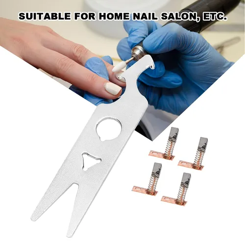 Miniatura 3 de Herramientas de manicura para taladro de uñas, 2 pares de llaves de cepillo de carbono, juego de taladro de uñas, pieza de mano, pieza de repuesto