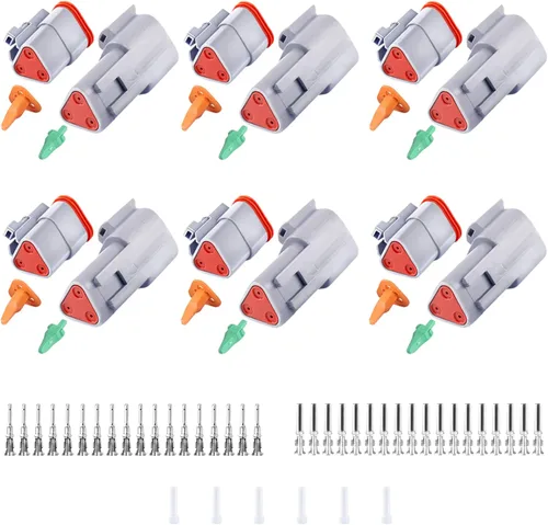 Miniatura 17 de Kit de conectores Deutsch DT de 100 unidades, 2 3 4 6 8 12 pines gris impermeable conector eléctrico con sello y conector de sellado 1 kit 2 3 4 6 8