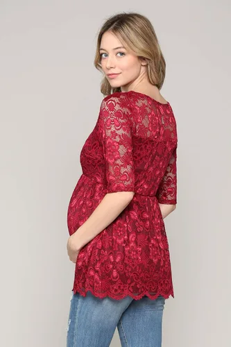 Miniatura 2 de HELLO MIZ Blusa de maternidad de encaje floral para mujer