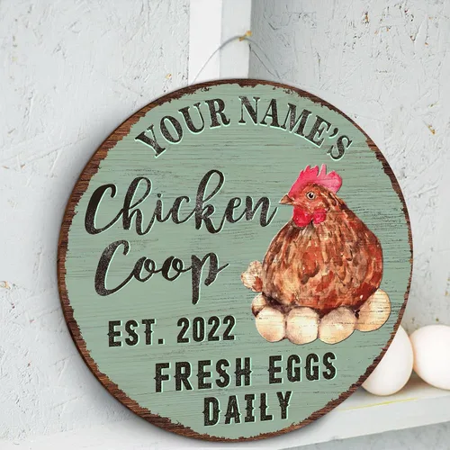 Miniatura 5 de Letrero de madera de gallinero personalizado para gallinero, diseño de granja esponjosa, varios tamaños, nombre personalizado, título y cita