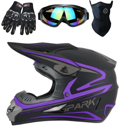 Miniatura 13 de Casco para niños y jóvenes para bicicleta de tierra, motocross, todoterreno, motocicleta, ATV, UTV, bicicleta de calle, Combo de guantes, gafas