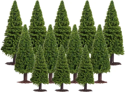 BESPORTBLE 15 unids árboles modelo miniatura paisaje paisaje cedro mini árbol de Navidad modelo para bricolaje paisaje verde paisaje