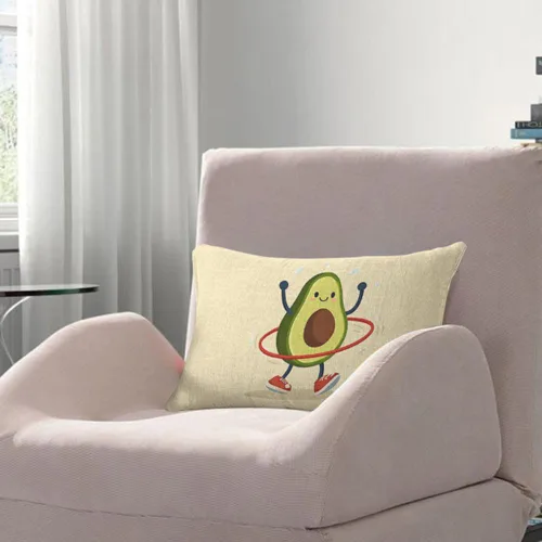 Miniatura 3 de AOYEGO Funda de almohada decorativa 12x20 pulgadas con diseño de aguacate haciendo ejercicio con aro hula hoop, fundas de almohada rectangulares
