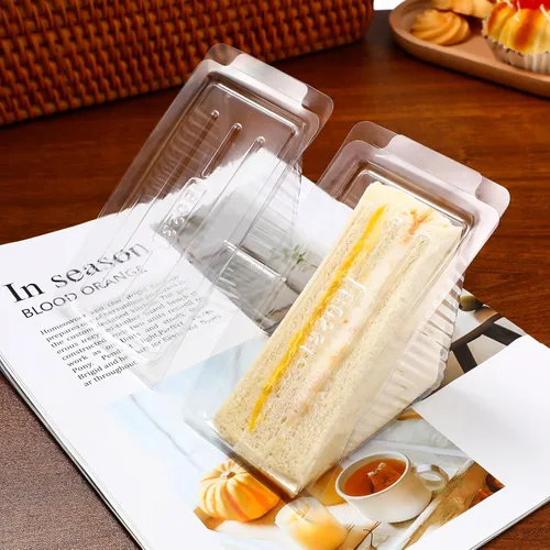 Miniatura 9 de DOITOOL Sandwich Case 50PCS Caja de embalaje de sándwich de plástico, recipientes de magdalena triángulo transparente para panadería, restaurante