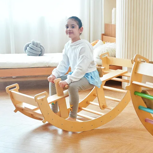 Miniatura 5 de Avenlur Bailis Ultimate 3-en-1 Juego de Juego para Niños - Tira y Afloja, Arco de Escalada y Balancín - Juguetes de Escalada Waldorf y Montessori