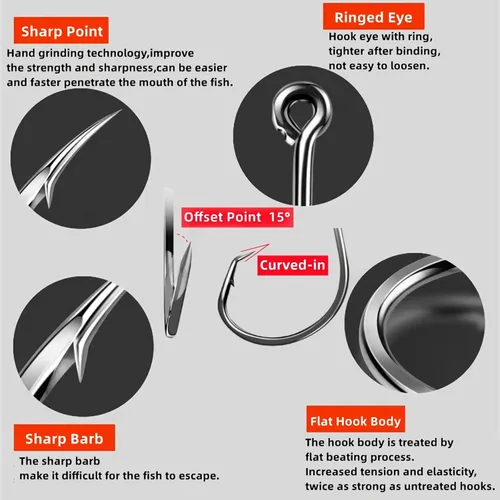 Miniatura 3 de Circle Hooks Fishing Hooks 2X Strong 170PCS/Box 220PCS/Box Octopus Catfish Fish Bulk Fishing Hooks Set Saltwater Freshwater Gear Equipment#1 1/0 2/0
