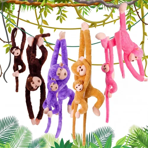 Miniatura 8 de Chivao Mono de peluche colgante con cierres de para adultos, regalo para decoración de fiestas (20 pulgadas, marrón, caqui, paquete de 8)