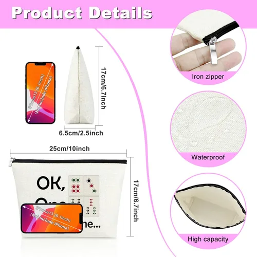 Miniatura 2 de Mxrymvu Bolsa de maquillaje Mahjong, 3 piezas, regalo para mujeres, bolsa de maquillaje, regalo para amiga, abuela, bolsa de cosméticos, regalo de 3